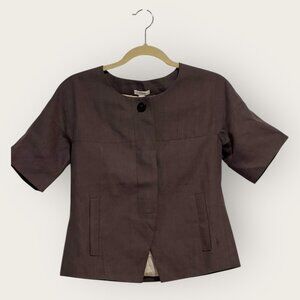 NWT: J.CREW COTTON LINEN SHORT SLEEVE JACKET, SZ: 4 -	Retail Price: $158.00 USD